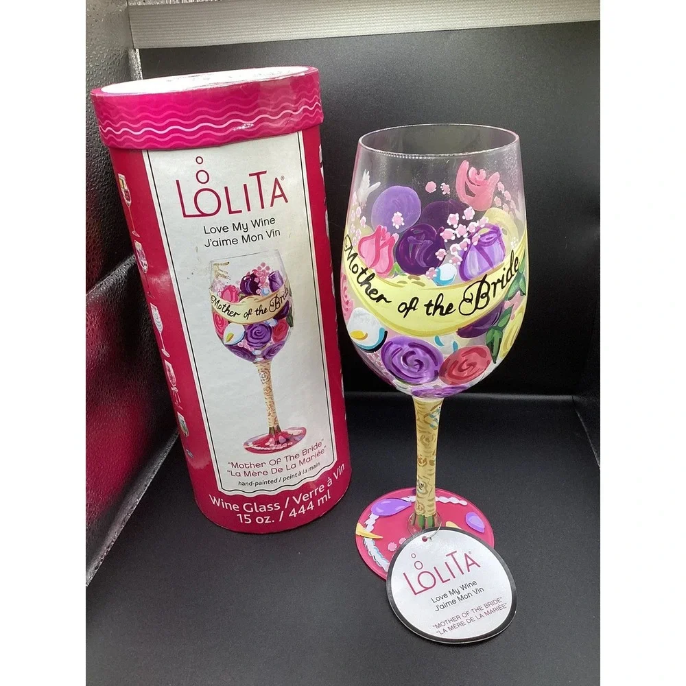 Lot Of 4 Lolita Wedding Wine Glasses-Bride Bachelorette Bridesmaid Mother Of Bri